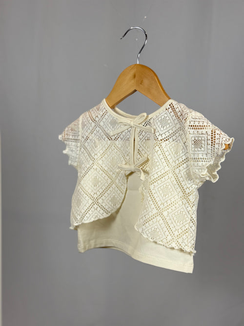 Completo Baby Mayoral Top con Cardigan Traforato in Fibra Riciclata