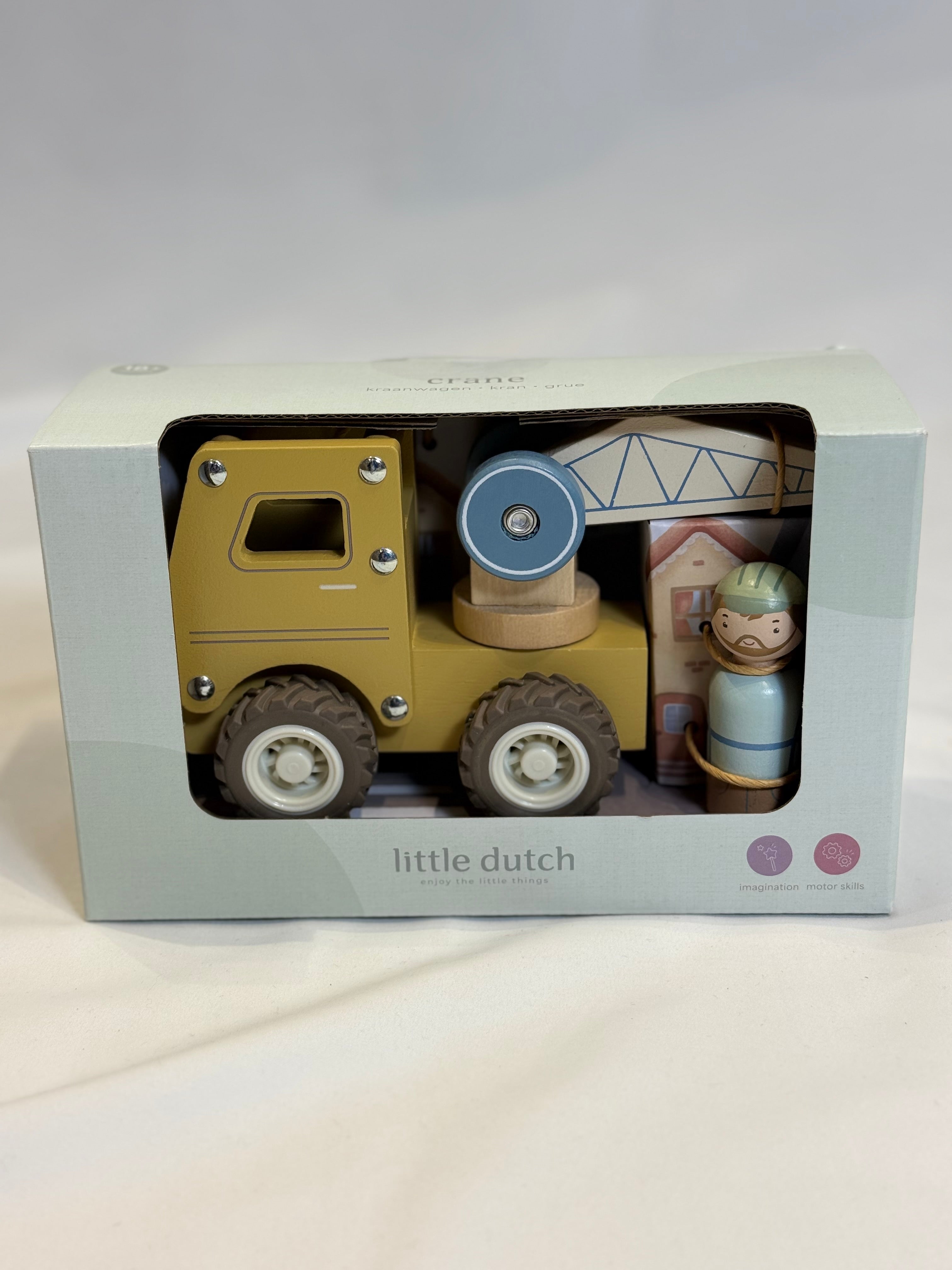 🏗️ Gru in Legno con Personaggio – Little Dutch