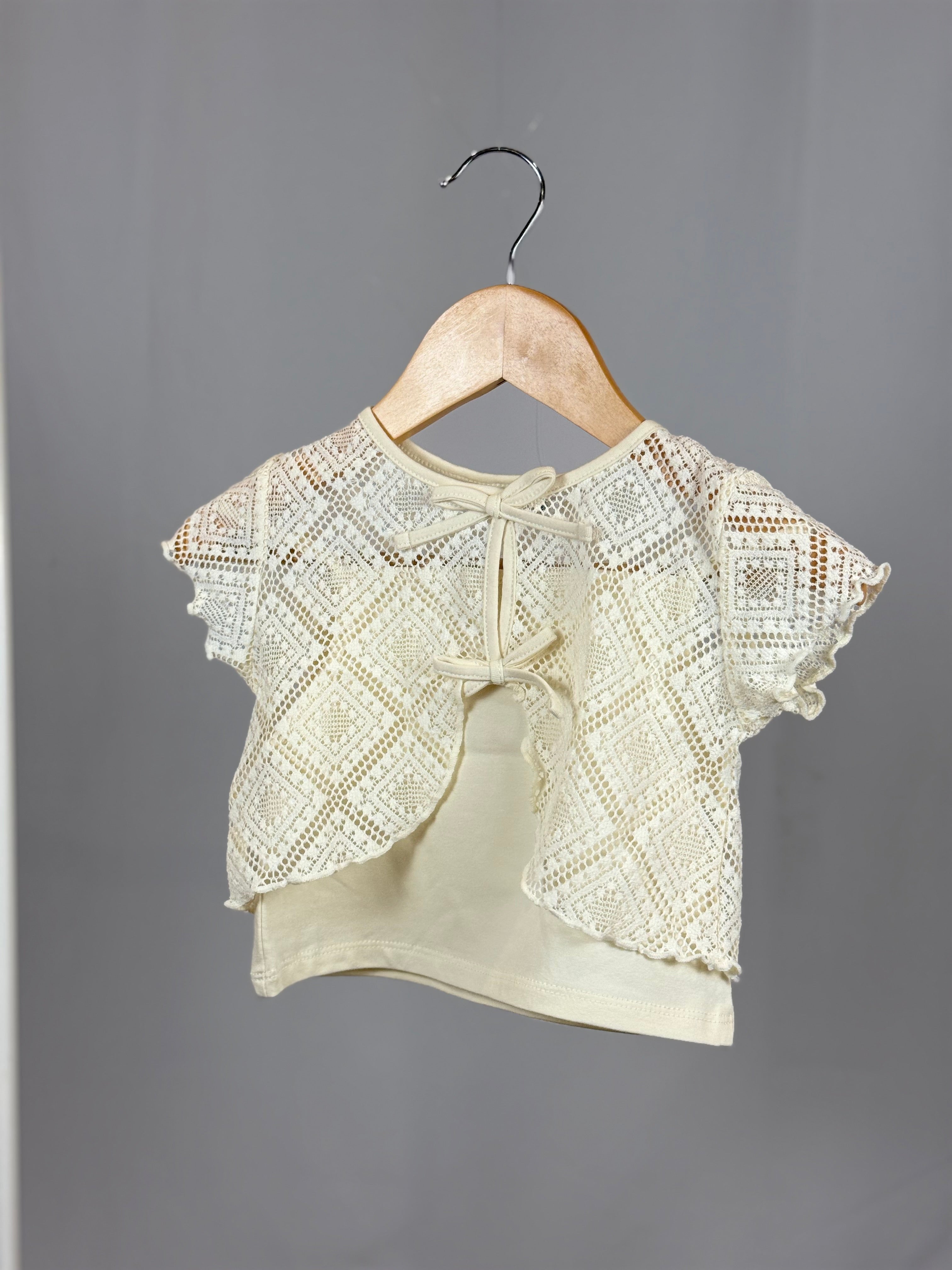 Completo Baby Mayoral Top con Cardigan Traforato in Fibra Riciclata
