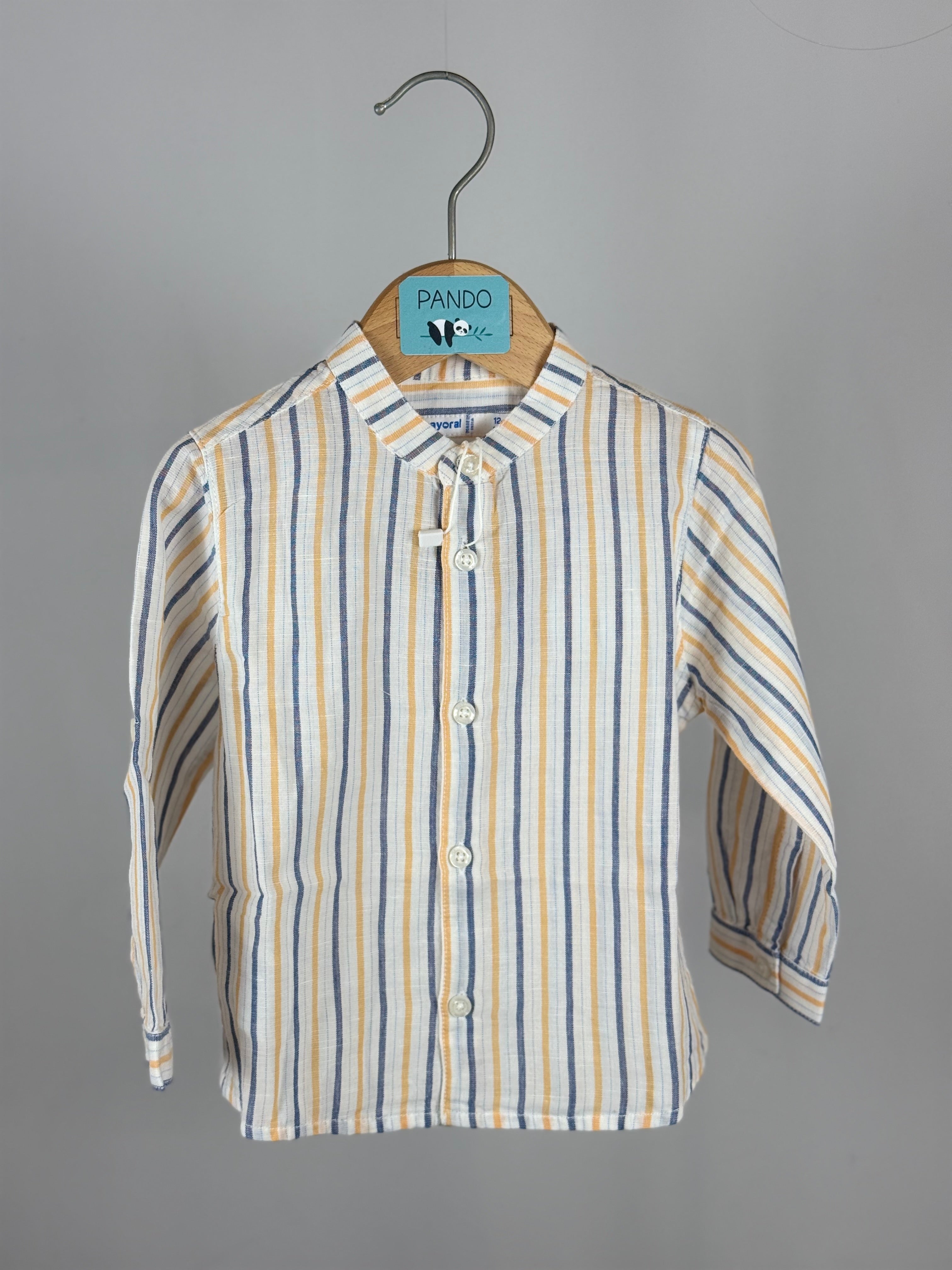 Camicia Bambino a Righe Multicolor con Collo Coreano