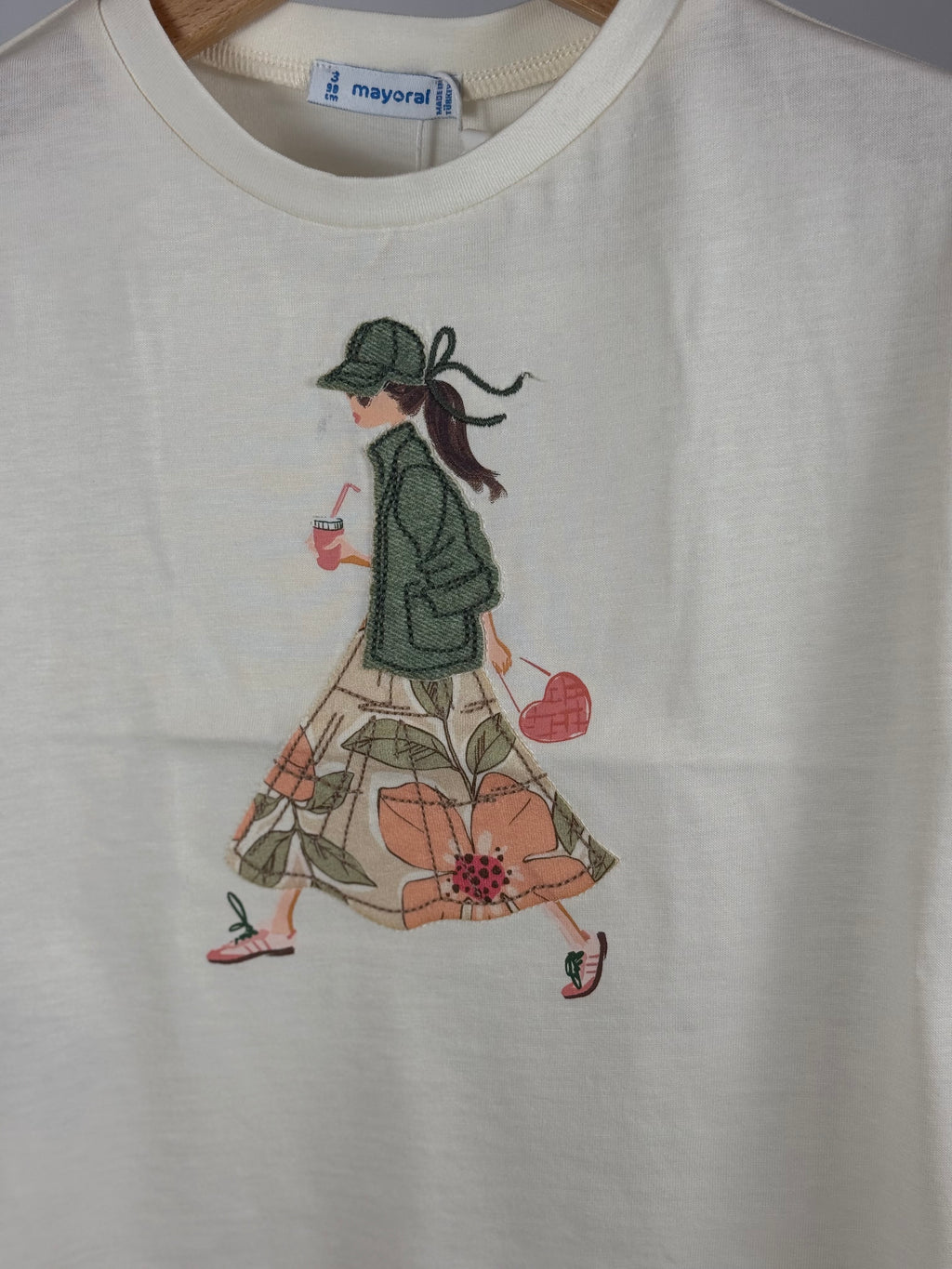 T-shirt in Cotone con Stampa Girl Romantica Mayoral