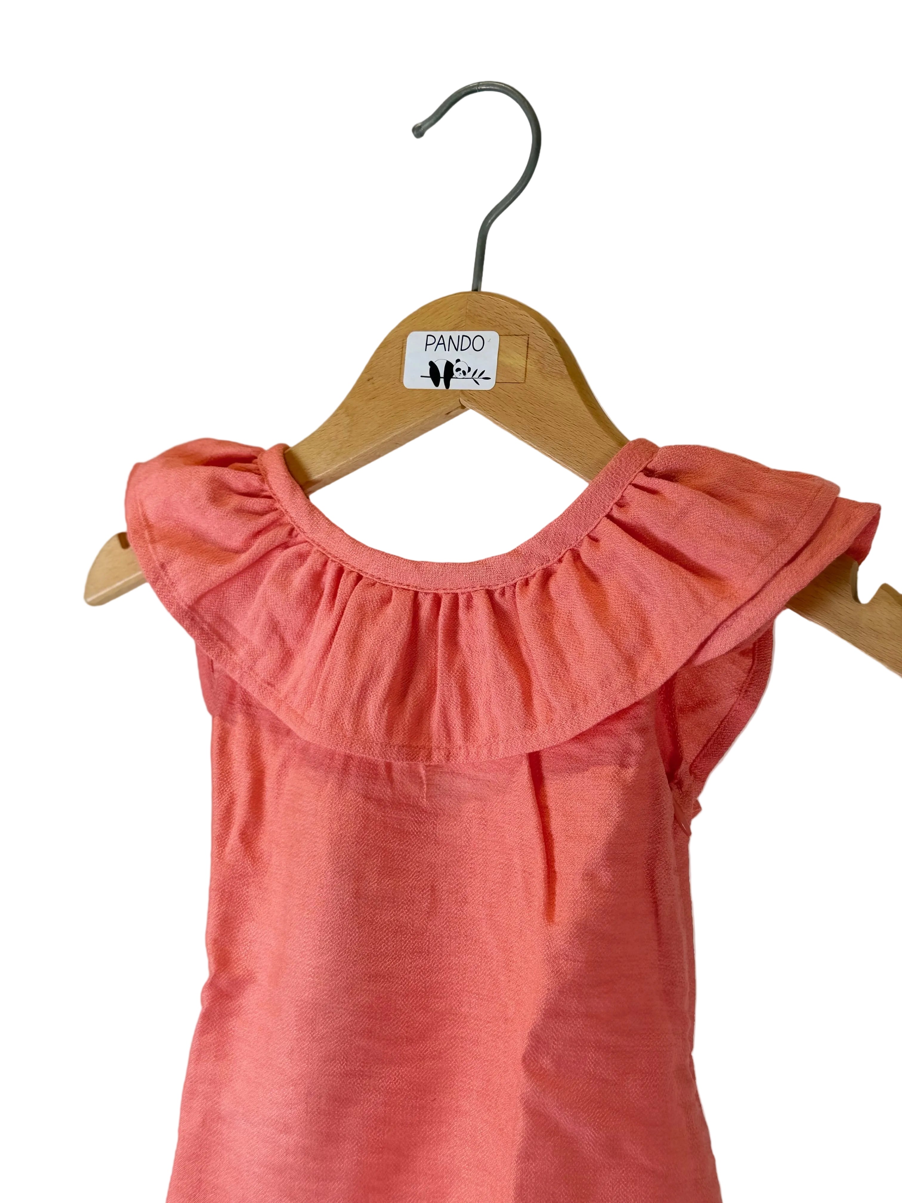 Vestito bambina corallo con volant Boboli