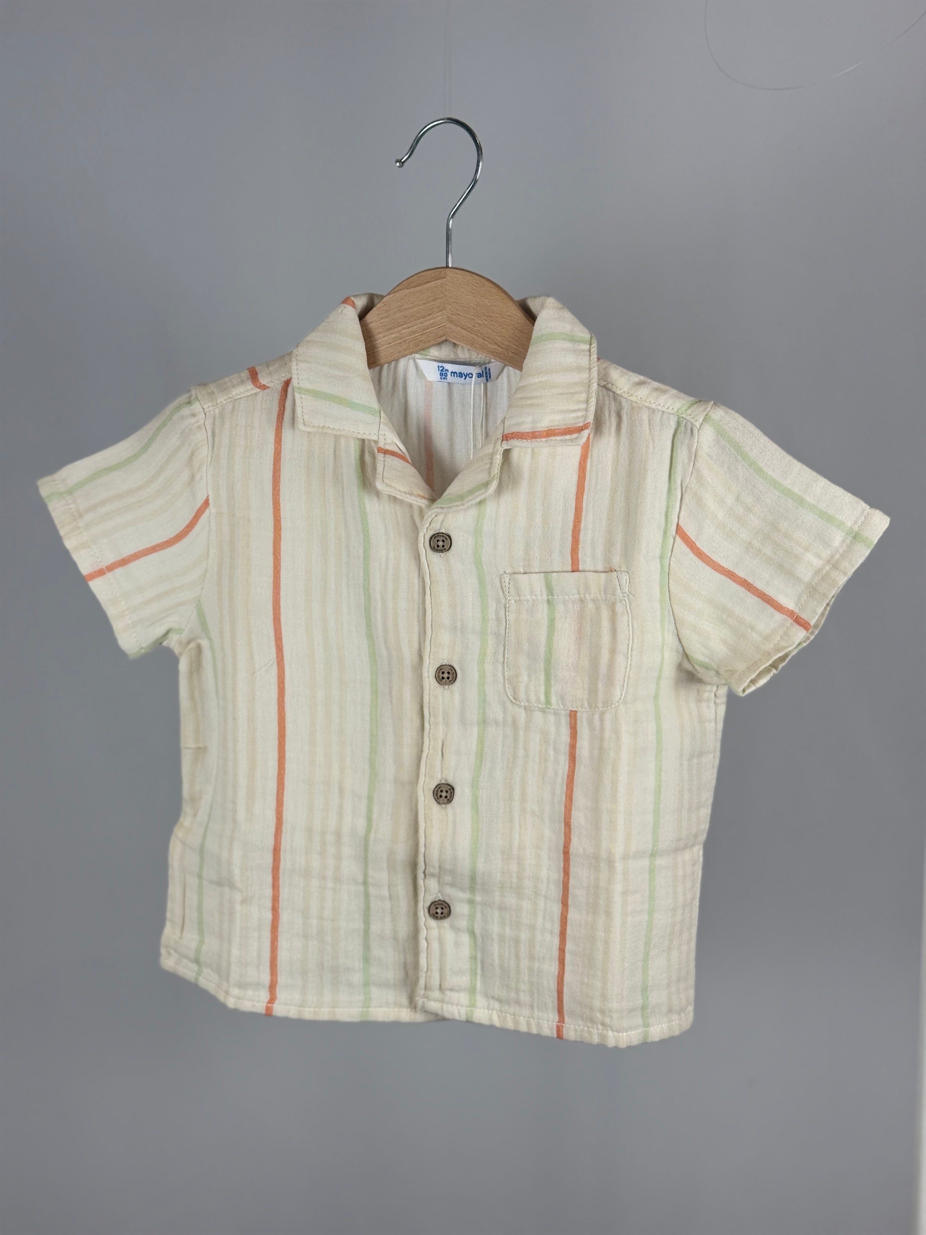 🌿 Camicia Baby in Mussola Riga Pastello Mayoral