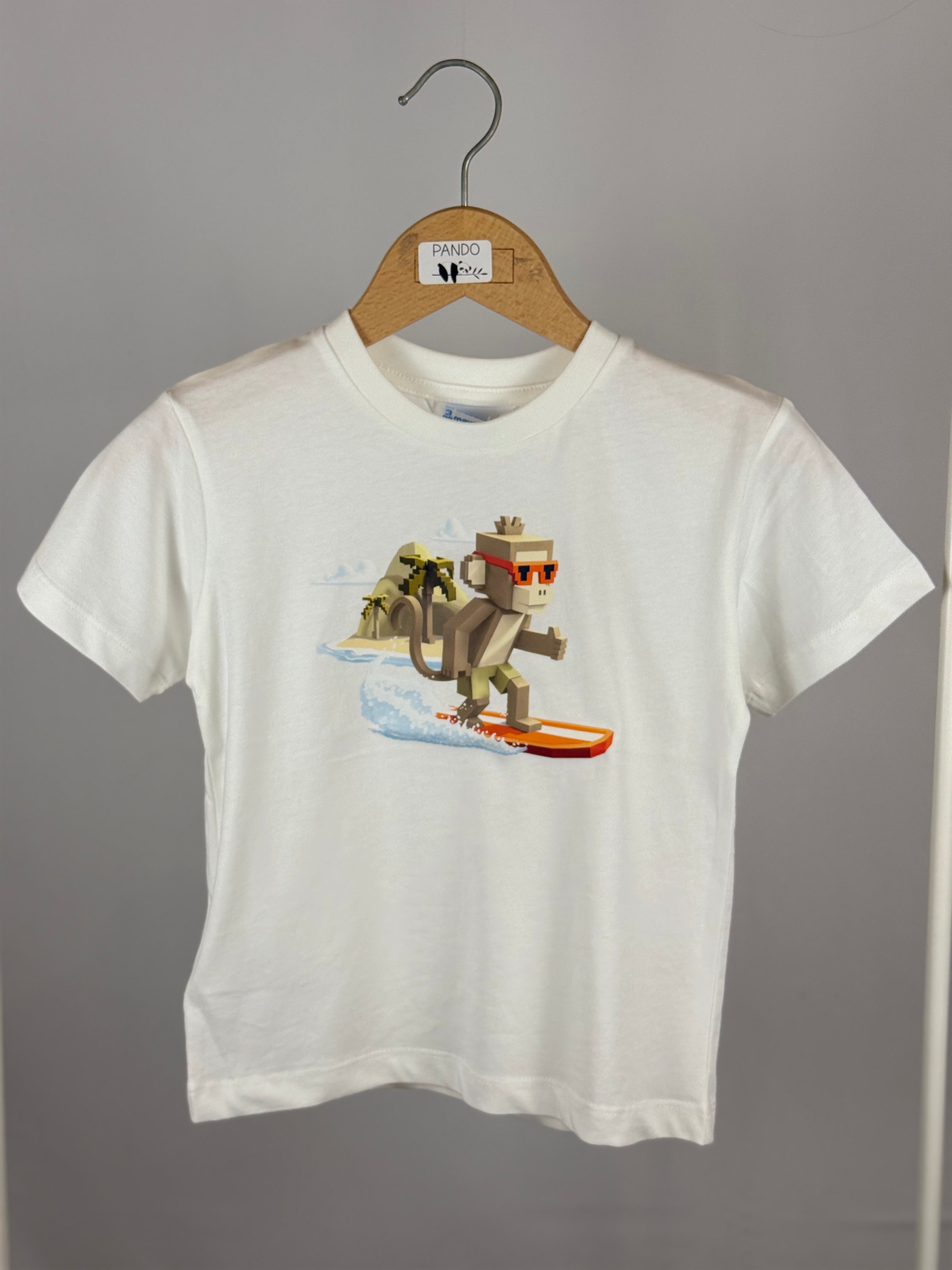 T-shirt in Cotone Stampa Scimmietta Surf Mayoral