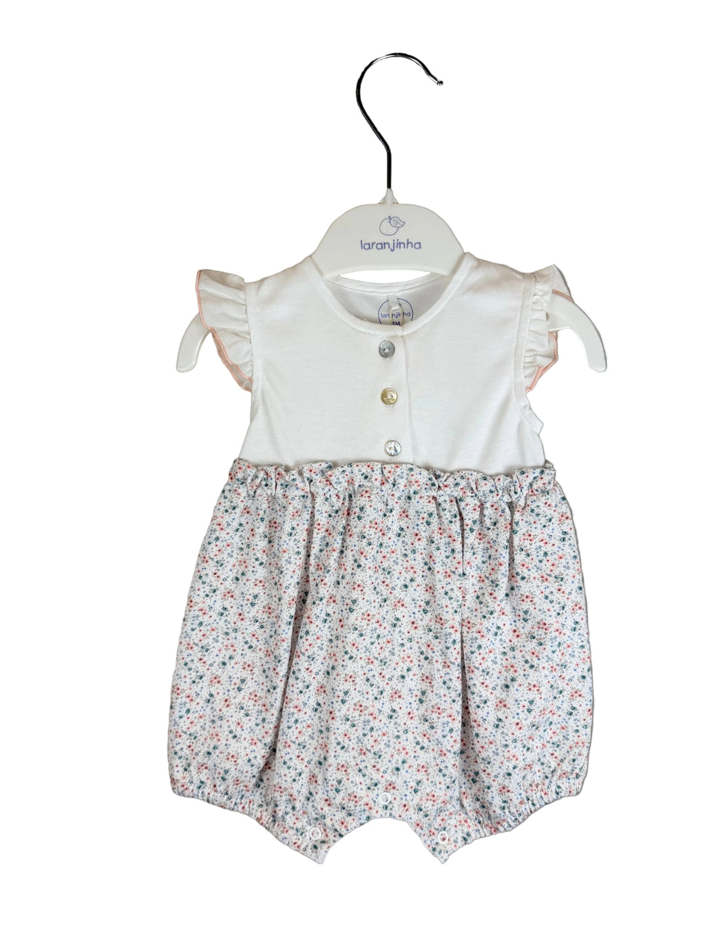 🌸 Pagliaccetto neonato floreale con bottoncini