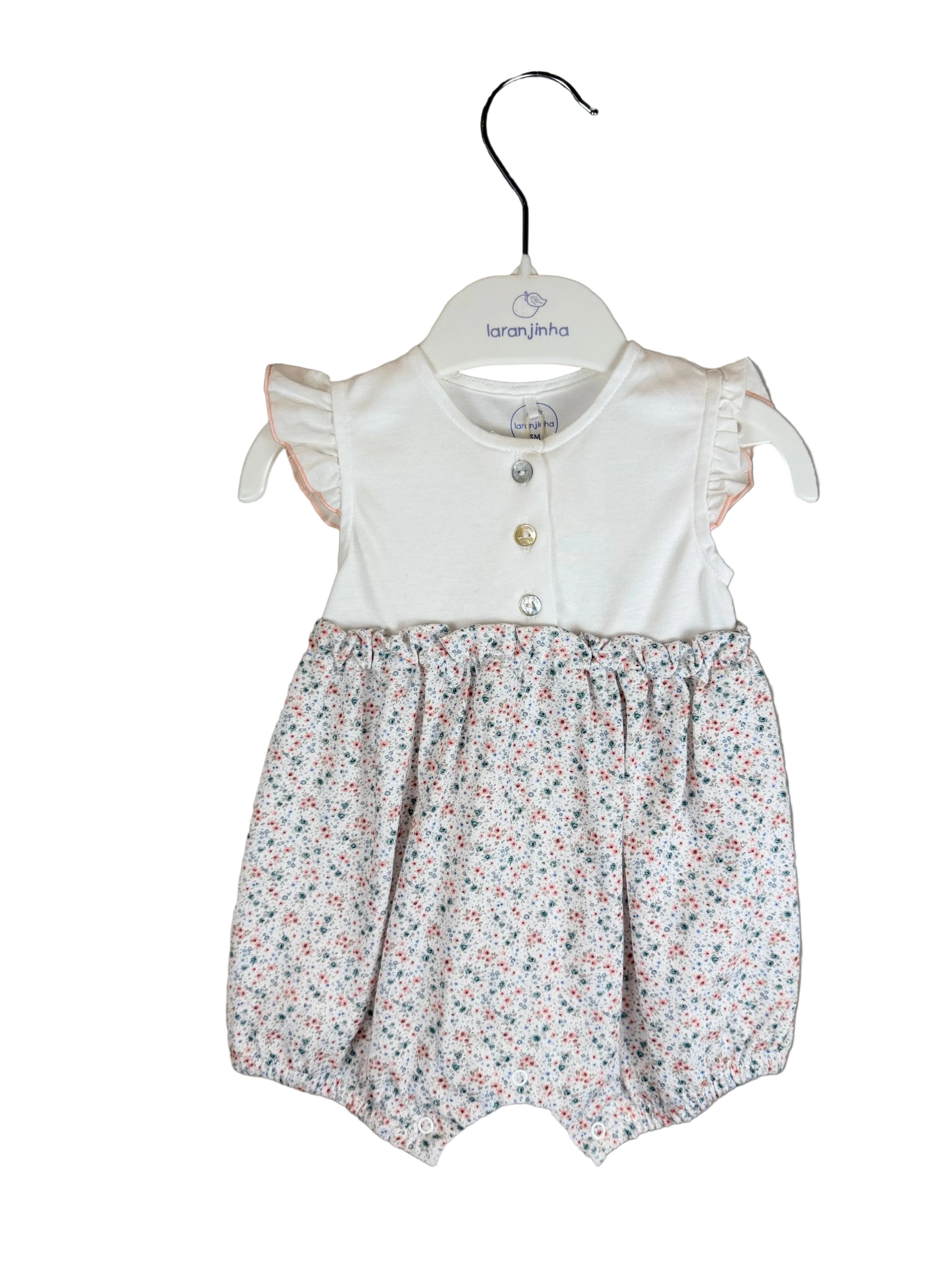 🌸 Pagliaccetto neonato floreale con bottoncini
