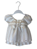 Completo Neonata Righe Naturali con Fiocco “Little Chic”