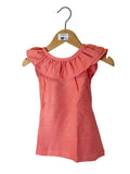Vestito bambina corallo con volant Boboli