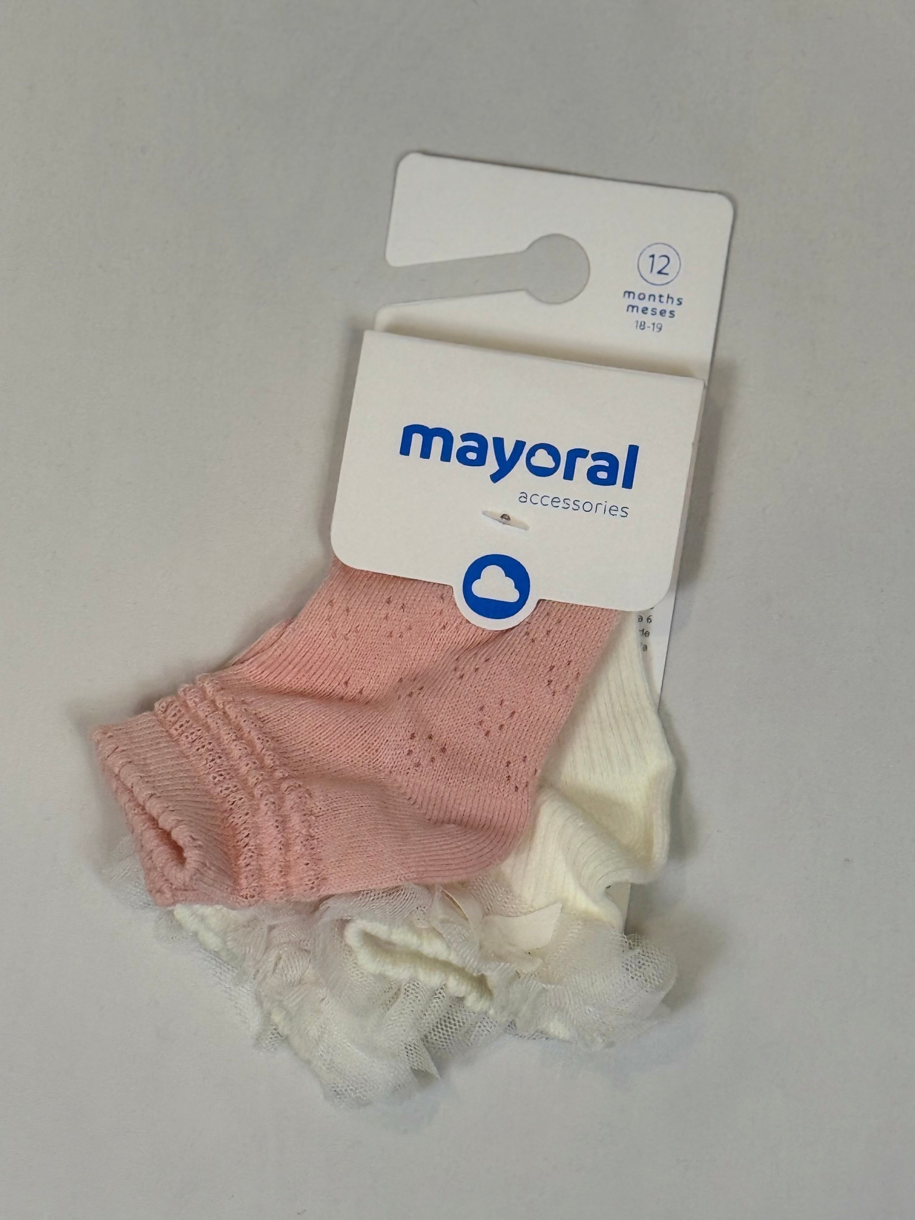 🎀🧦 Set 2 Calzini Neonata Mayoral con Balza in Tulle