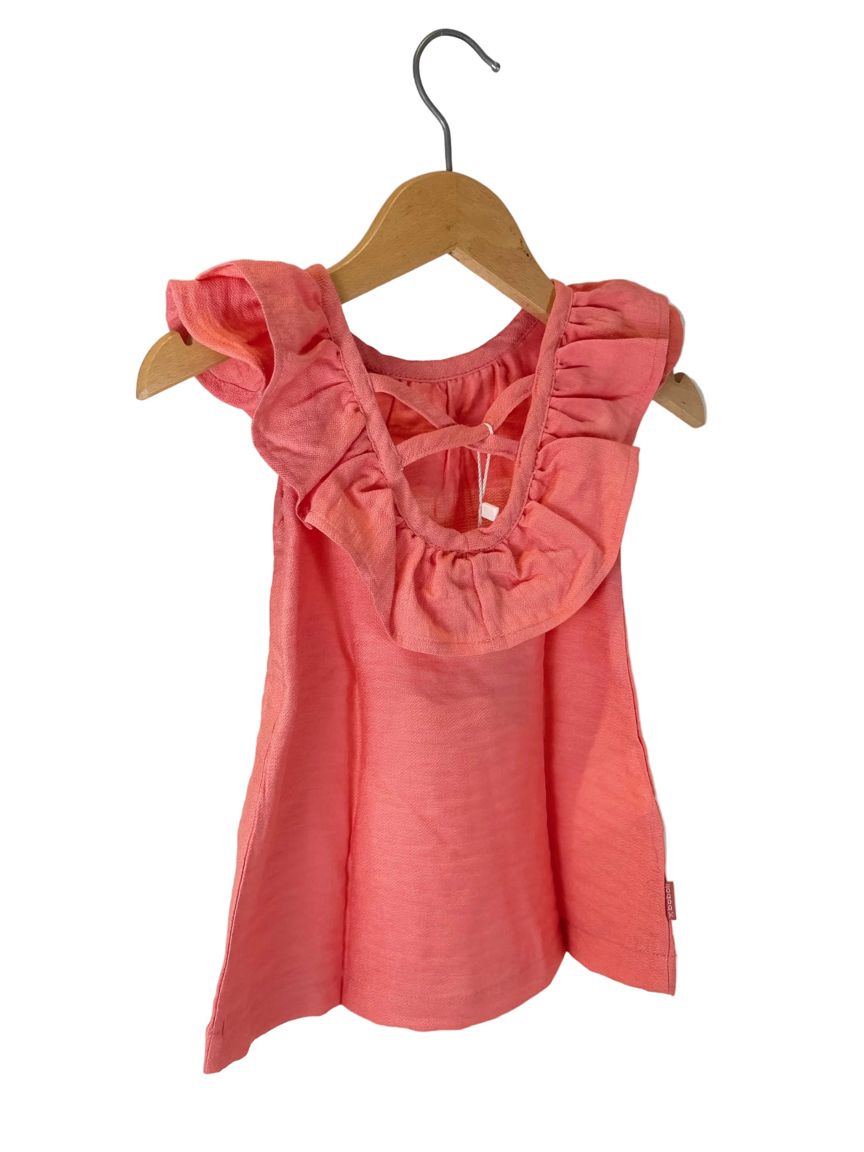 Vestito bambina corallo con volant Boboli
