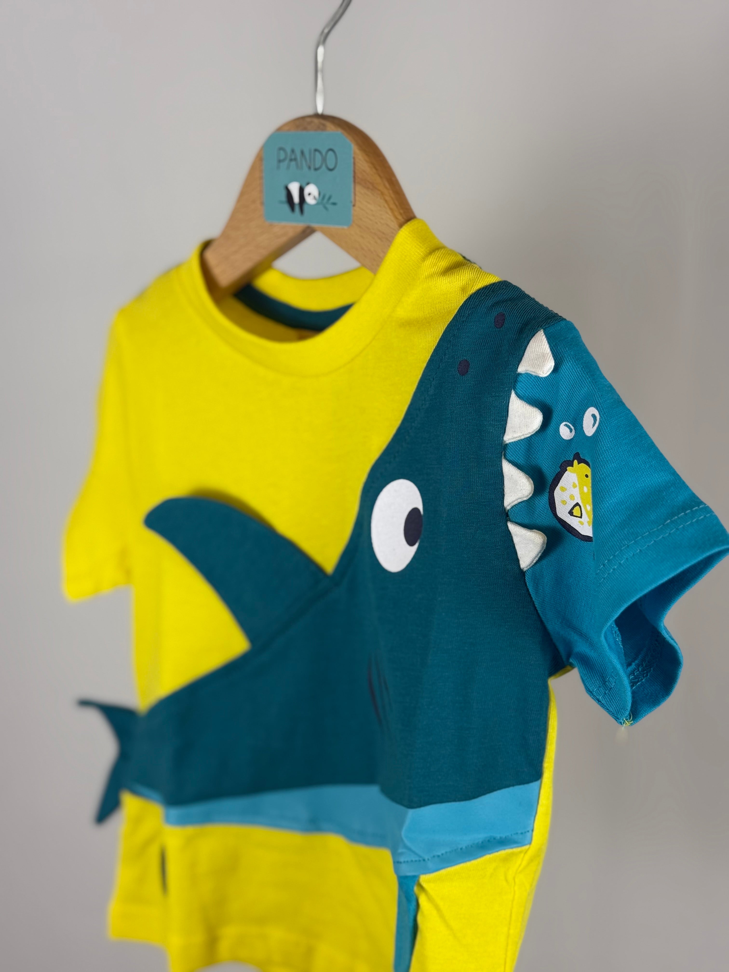 🦈 T-Shirt Baby Squalo Gialla Boboli