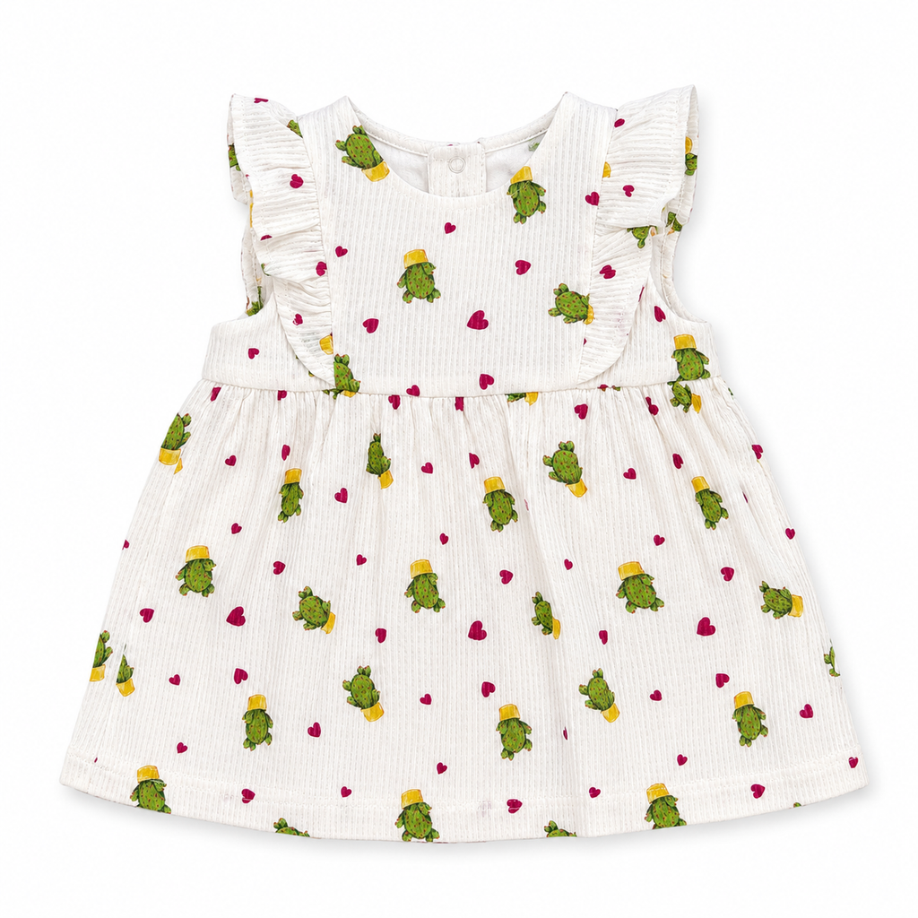 Vestitino bambina in cotone con fantasia cactus