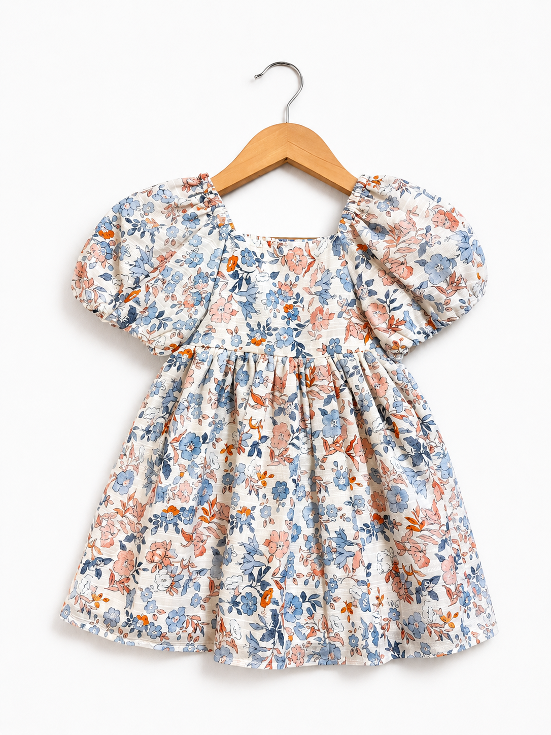 Abito floreale con maniche balloon bambina