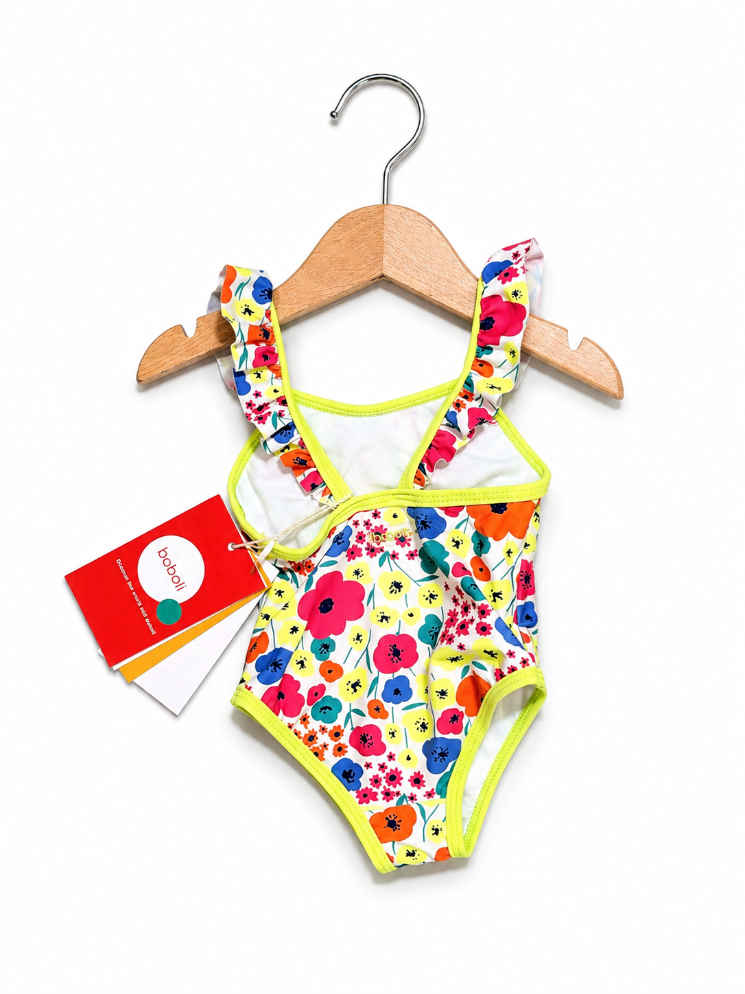 Costume Intero Neon Flowers Baby Girl con Volant Boboli da 12 mesi a 7 anni