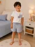 Pigiama corto bambino celeste rigato “Don’t Wake Me Up”