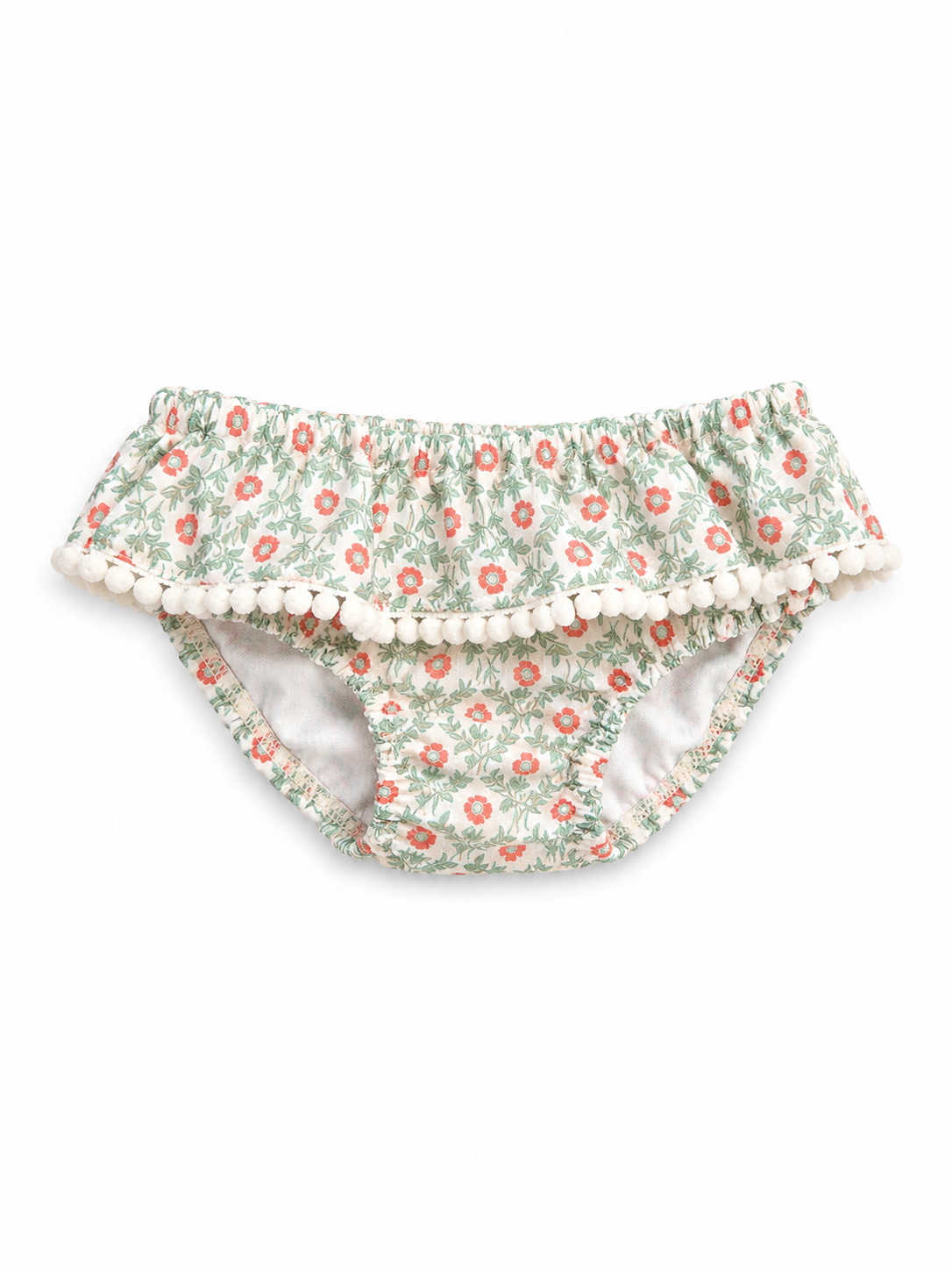 🌸 Costume Culotte Neonata in Cotone con Volant e Pon Pon Pepecè