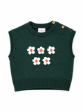 Gilet in Maglia con Margherite – Verde Bosco