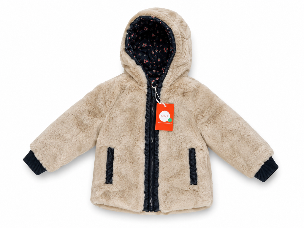 Piumino Reversibile con Pelliccia – Fantasia Fiorellini / Beige Teddy