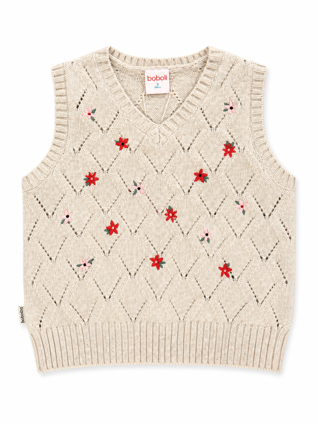 Gilet Beige con fiori Boboli