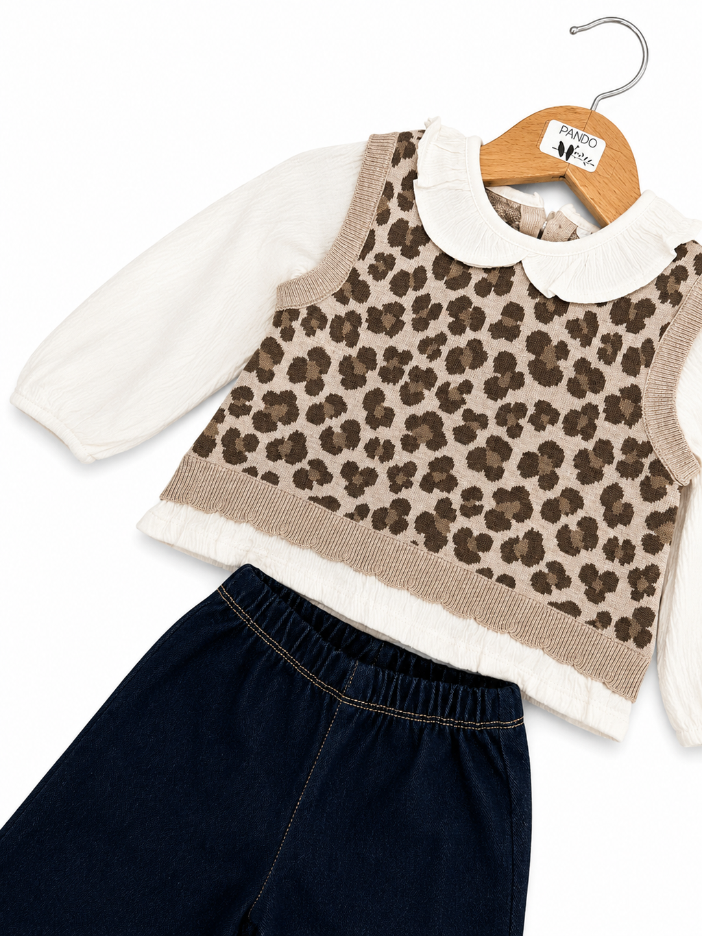 Set Mayoral Animalier con Gilet e Pantalone Wide leg