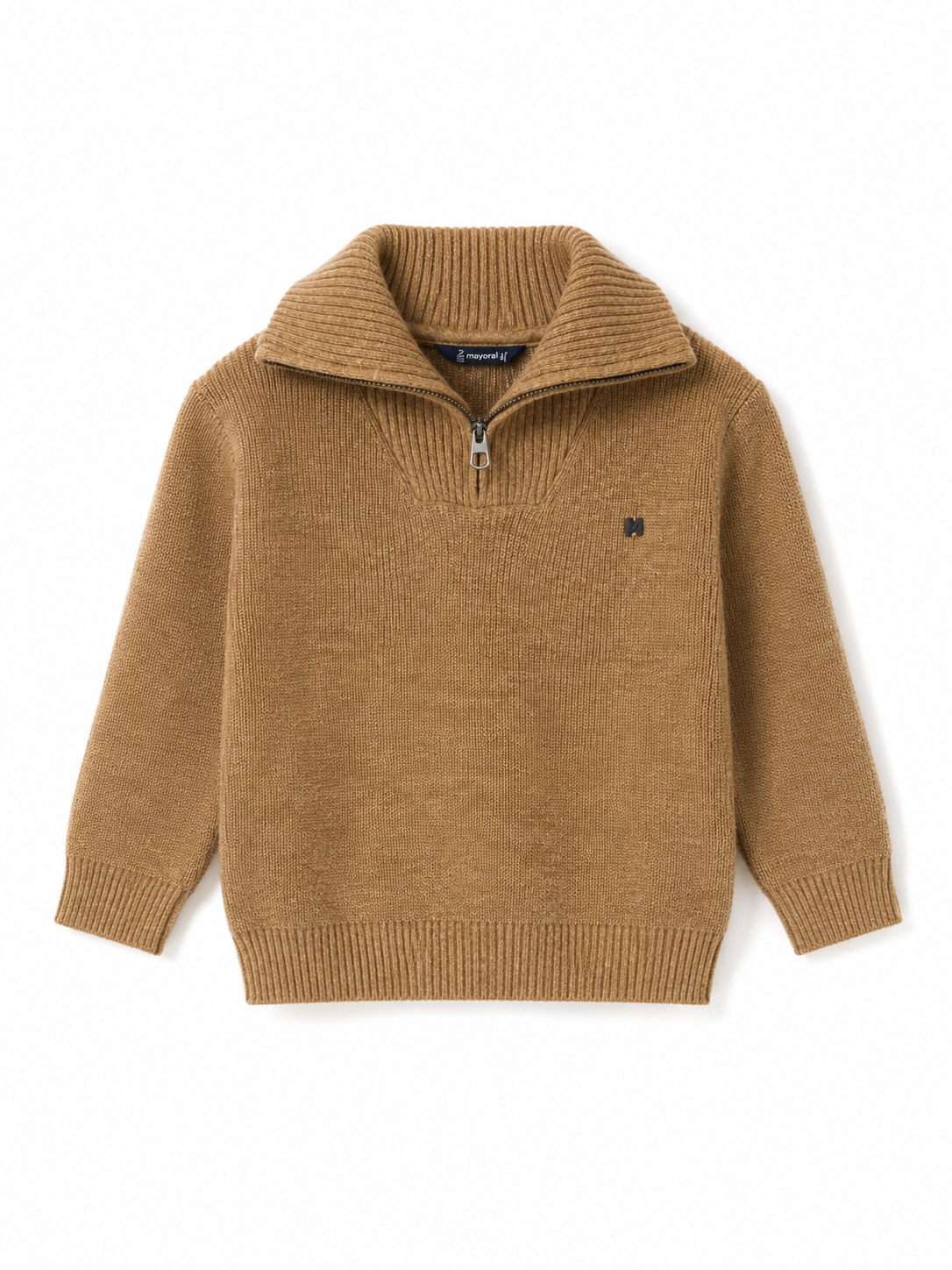 Maglioncino Mayoral Collo Alto con Mezza Zip Cammello