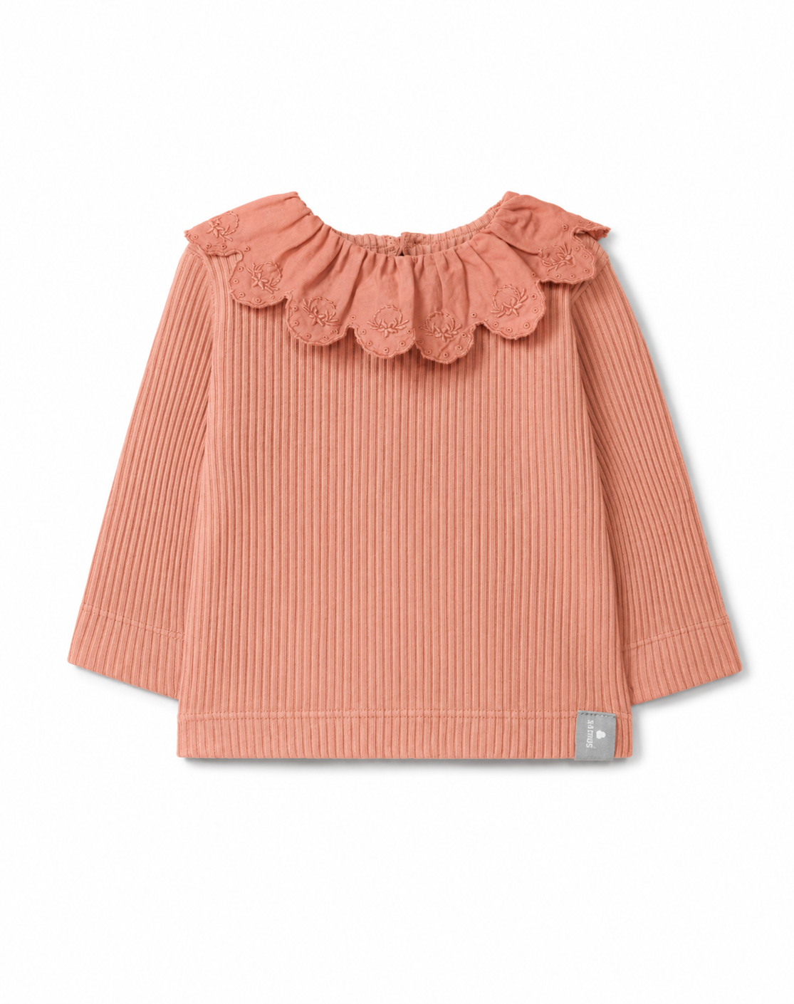 Maglia Rosa Terracotta con Colletto Ricamato Snug