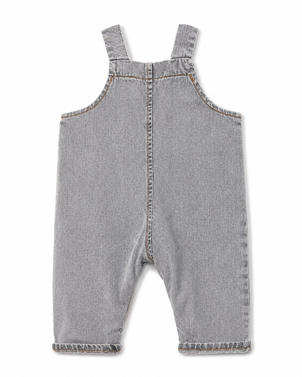 Salopette Denim Grigio con Tasche Ricamate Snug