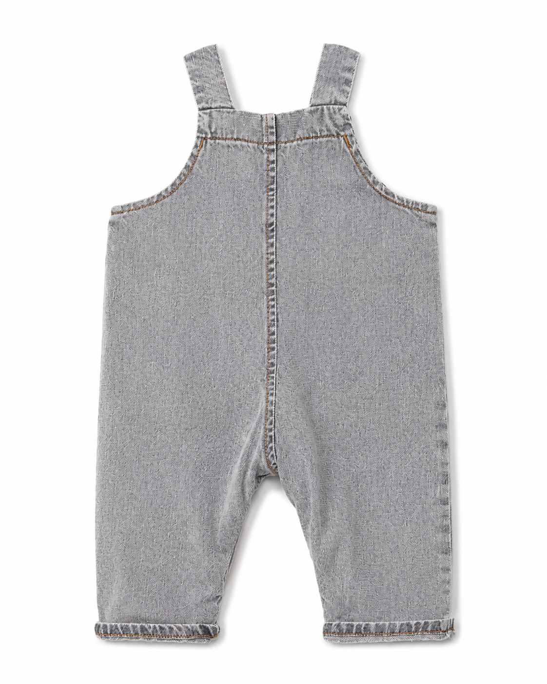 Salopette Denim Grigio con Tasche Ricamate Snug