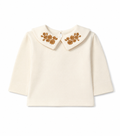 Maglia Panna con Colletto Floreale Ricamato Snug