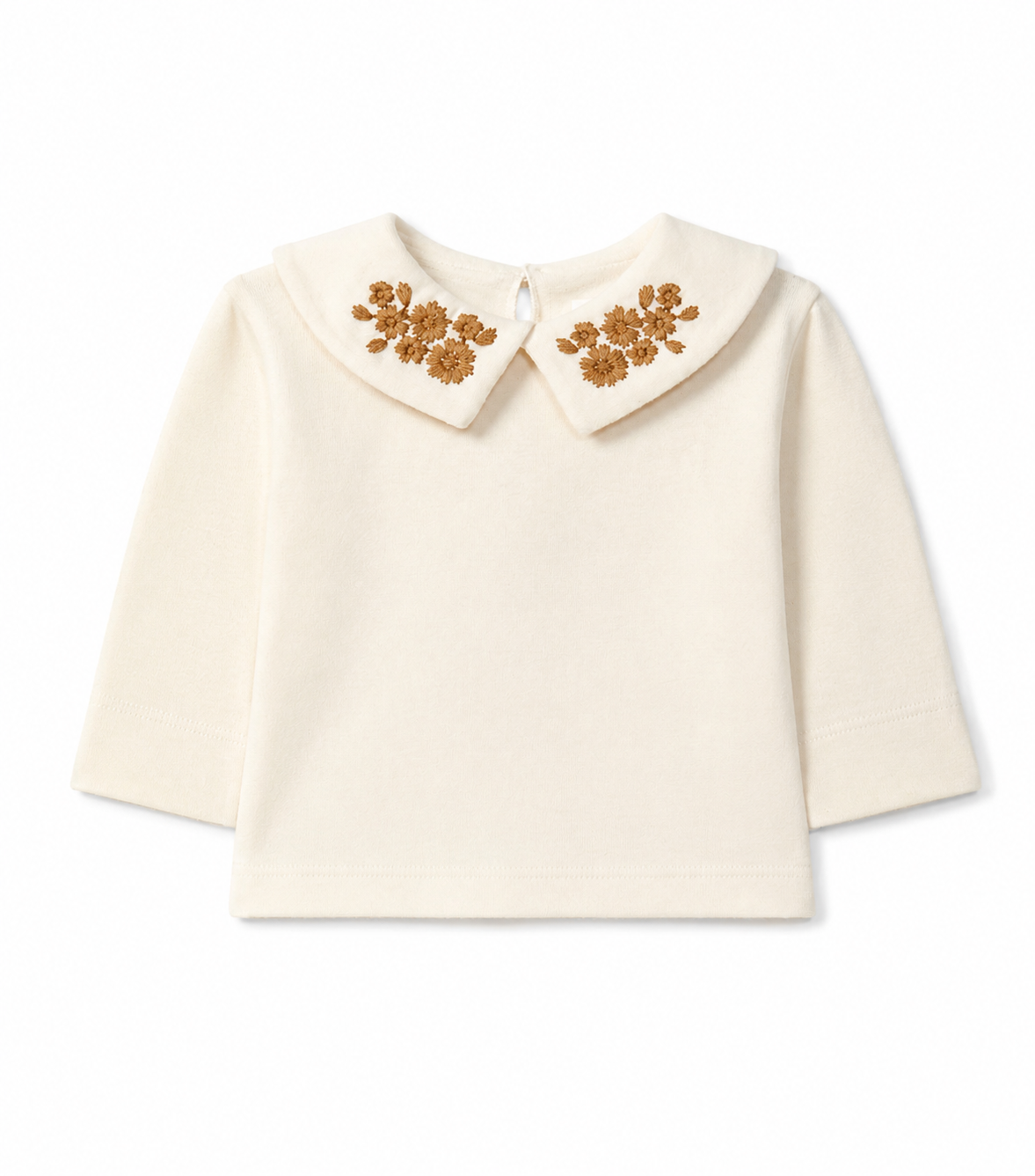Maglia Panna con Colletto Floreale Ricamato Snug
