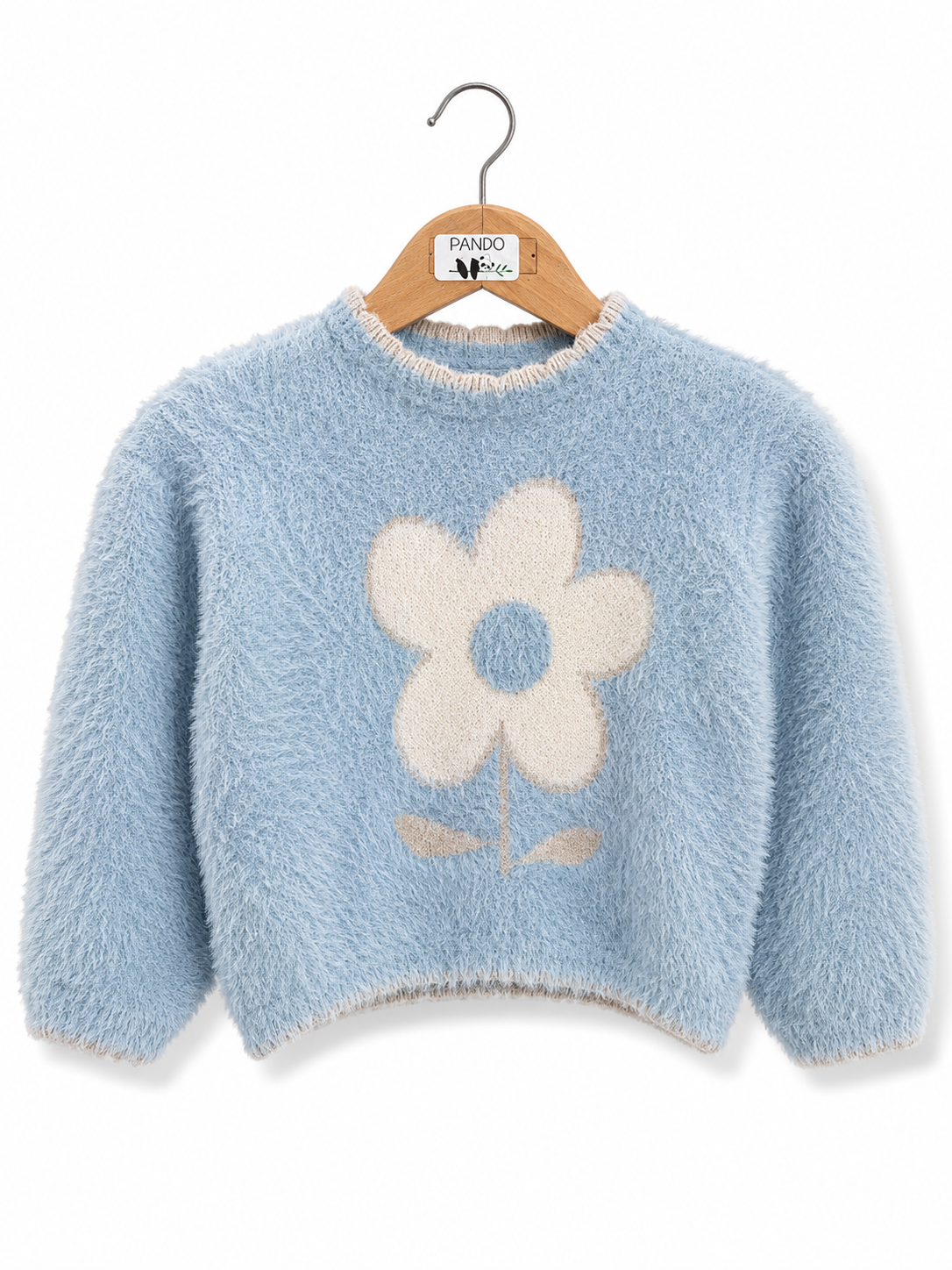 Maglioncino Azzurro Fluffy con Fiore