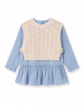 Vestito Azzurro con Gilet in Maglia
