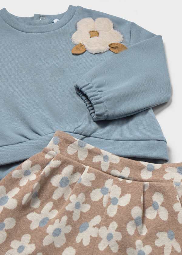 Completo Azzurro Flower con Shorts