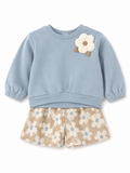 Completo Azzurro Flower con Shorts