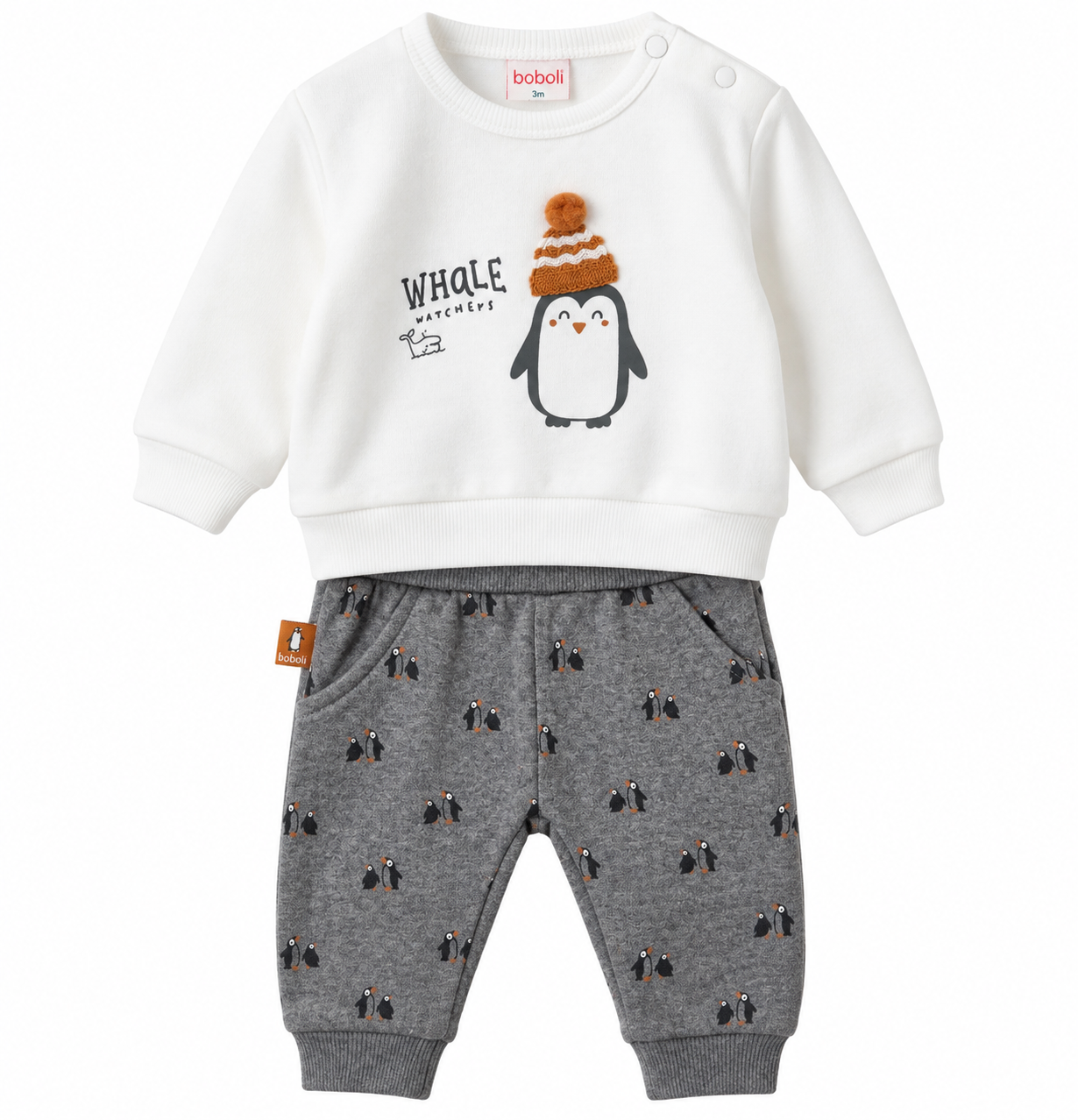 Completo Baby Boboli Pinguino – Felpa e Pantalone