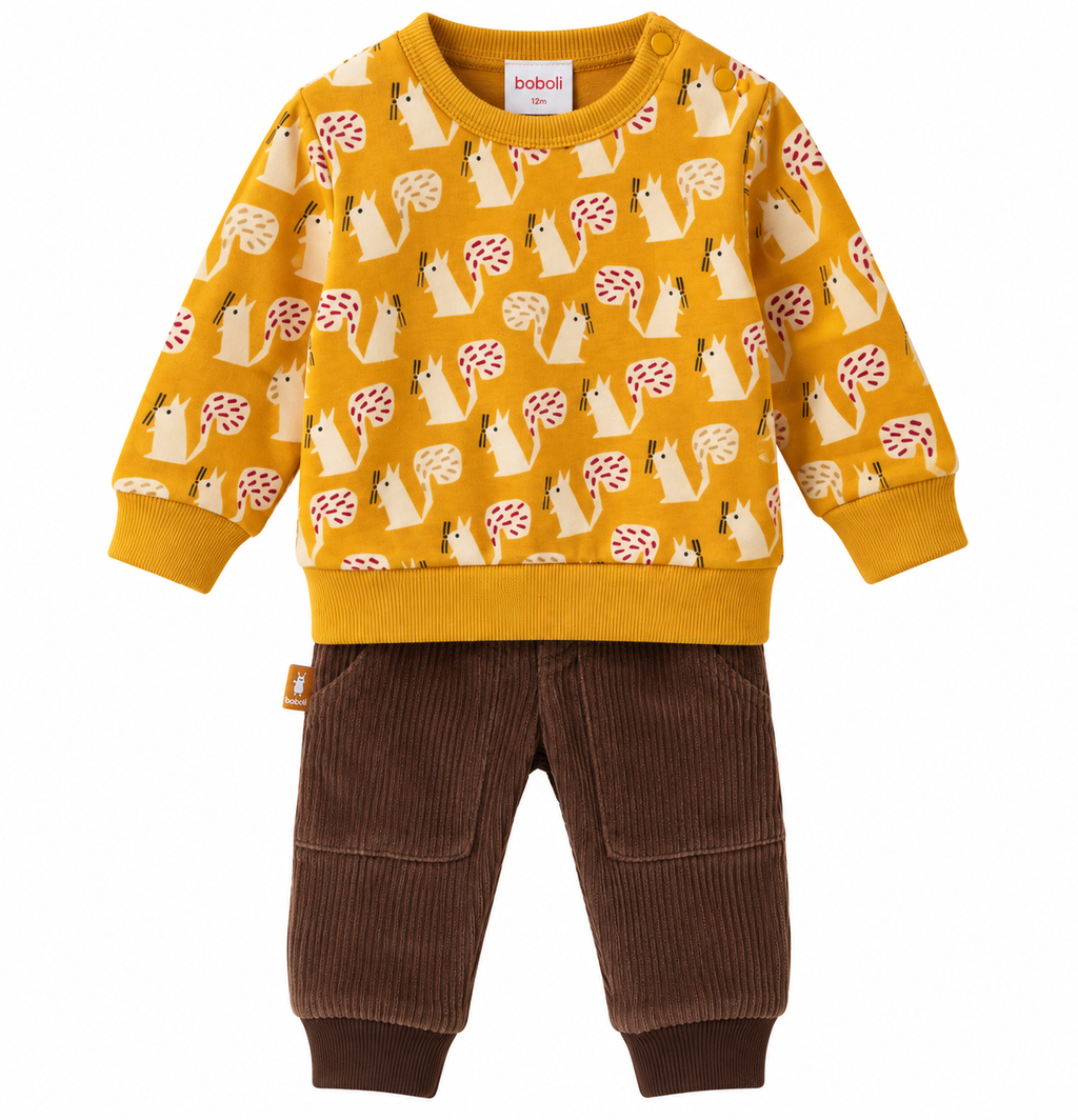 Pantalone Baby Boboli in Velluto con Applicazione