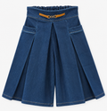 Jeans Culotte Bambina a Gamba Ampia con Cinturino