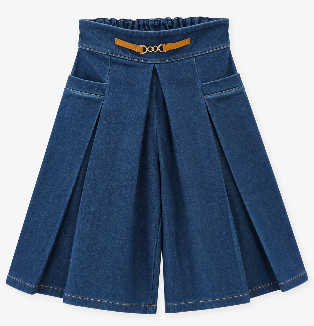 Jeans Culotte Bambina a Gamba Ampia con Cinturino