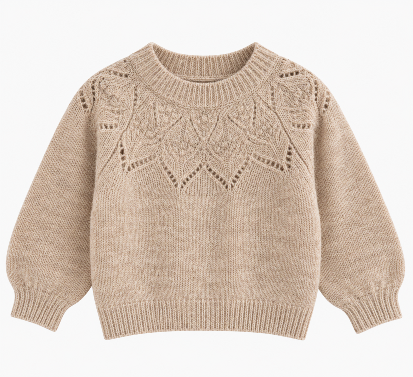 Maglioncino Bambina Beige con Lavorazione Traforata
