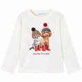 Maglia Bambina Mayoral Panna con Stampa Cagnolino e Gattino
