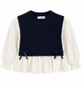 Maglia Bambina Mayoral Effetto Camicia con Gilet Blu