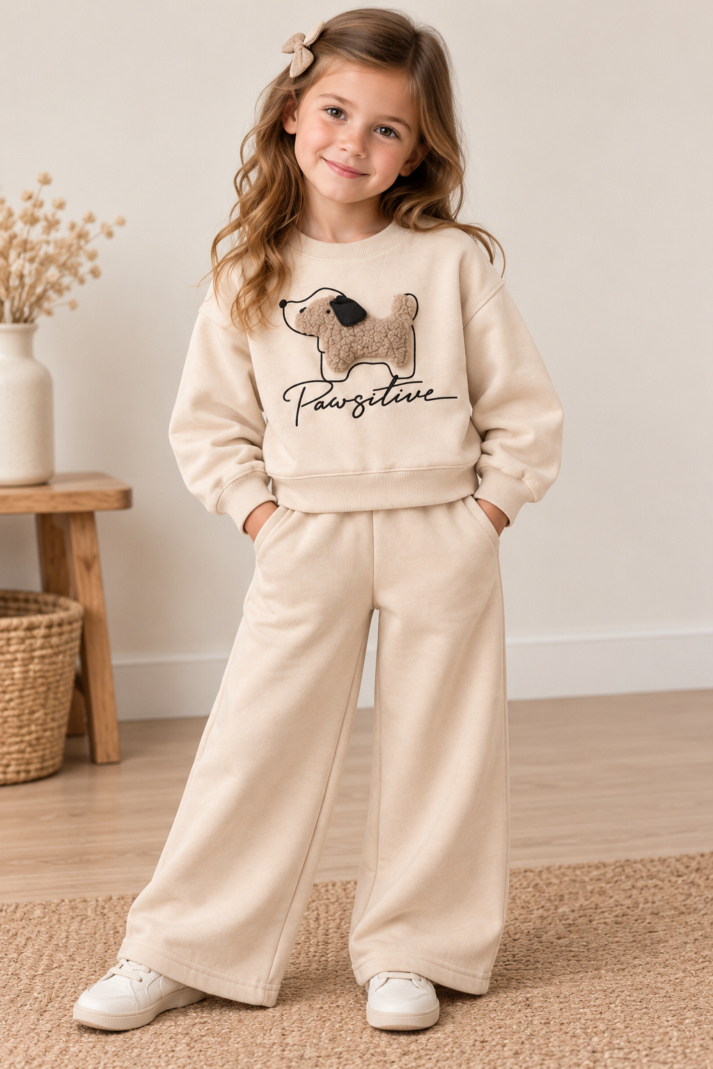 Completo Bimba Pawsitive con Cagnolino 3D – Beige