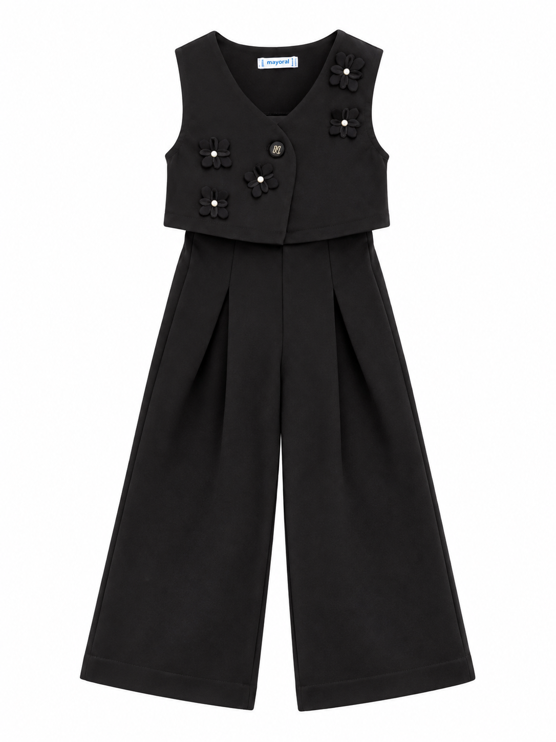 Completo Bimba Mayoral Gilet Flower & Pantalone Palazzo