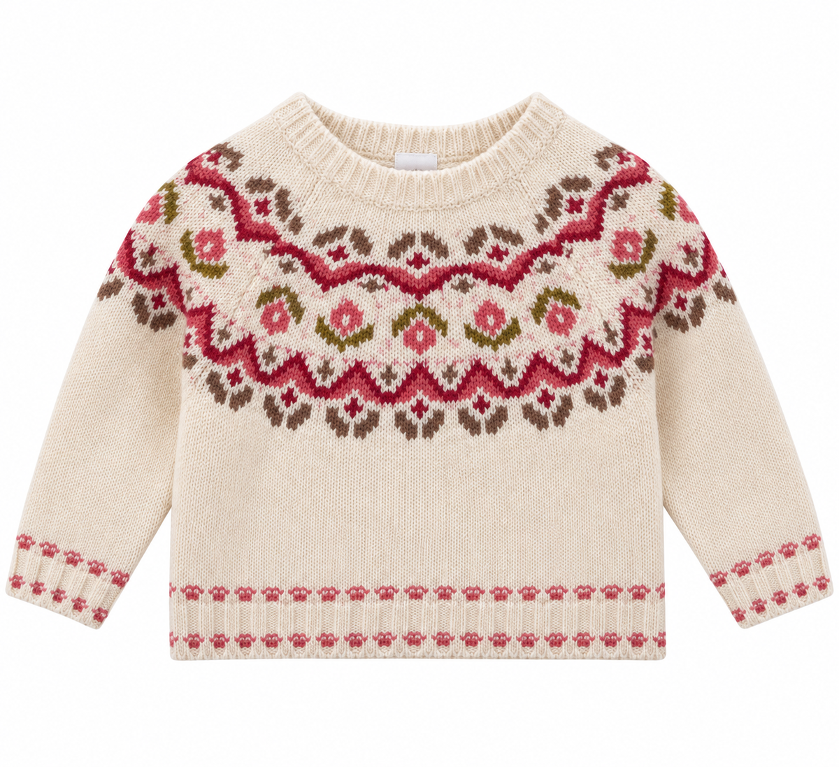Maglioncino Bimba “Winter Flowers” Panna