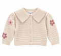 Cardigan Bimba “Petali” Panna con Fiori