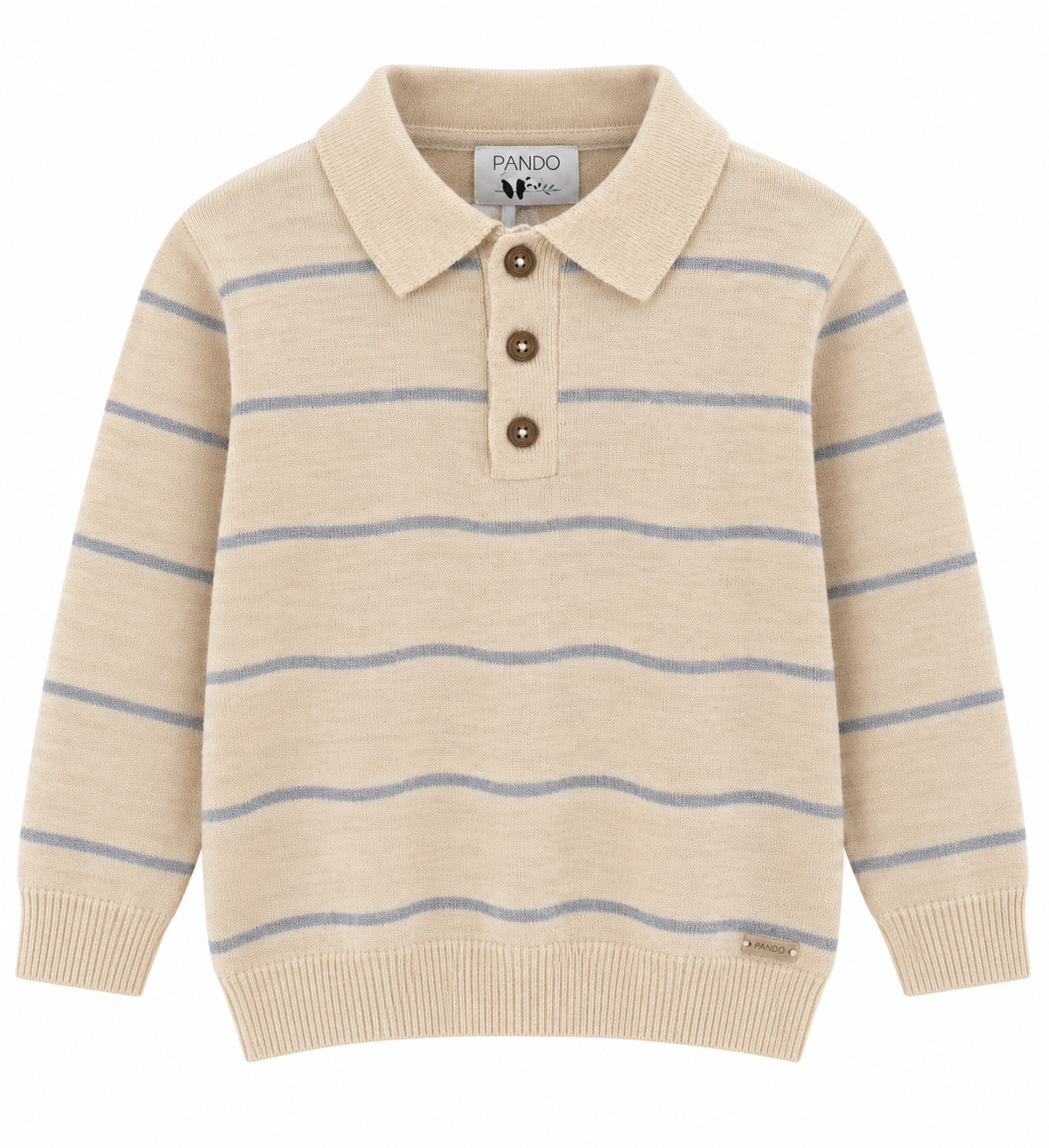 Maglioncino Polo Bimbo a Righe Panna e Azzurro