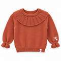 Maglioncino terracotta con colletto a volant