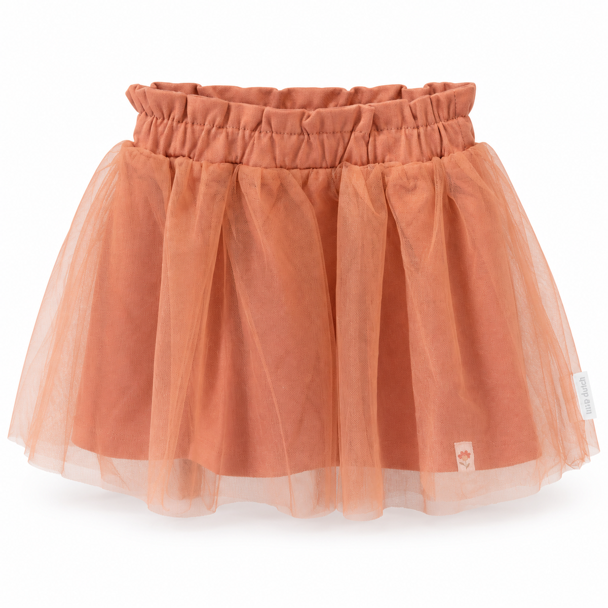 Gonna in tulle terracotta con vita elasticizzata