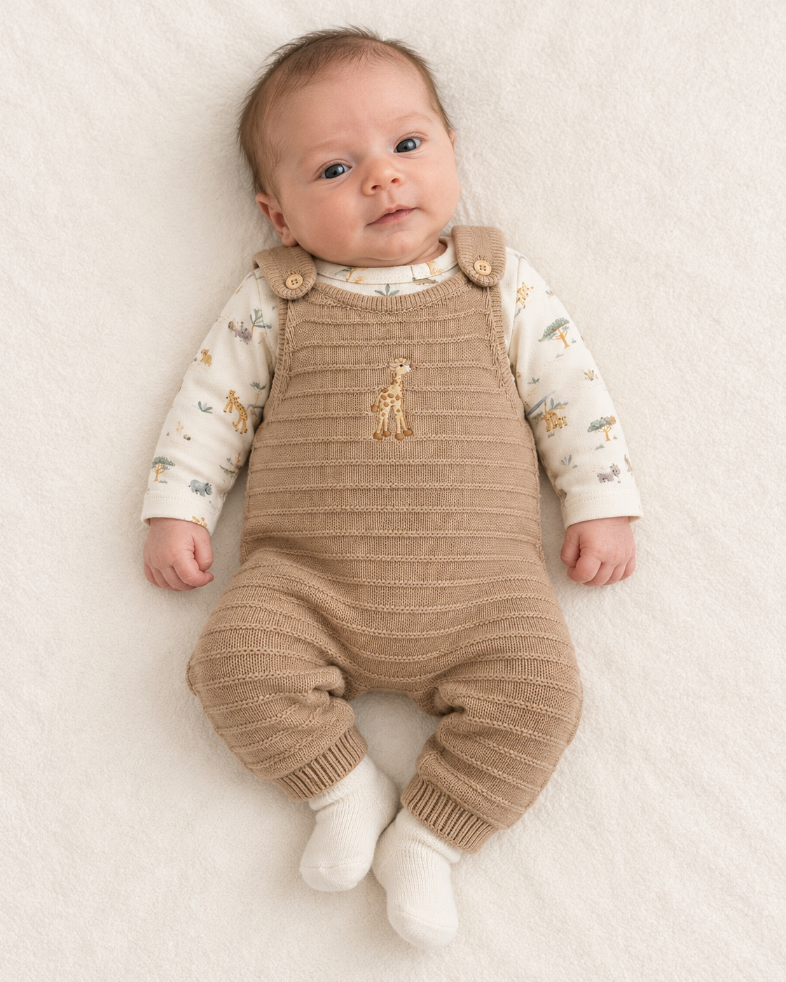 Salopette unisex in maglia Little Dutch – Giraffa